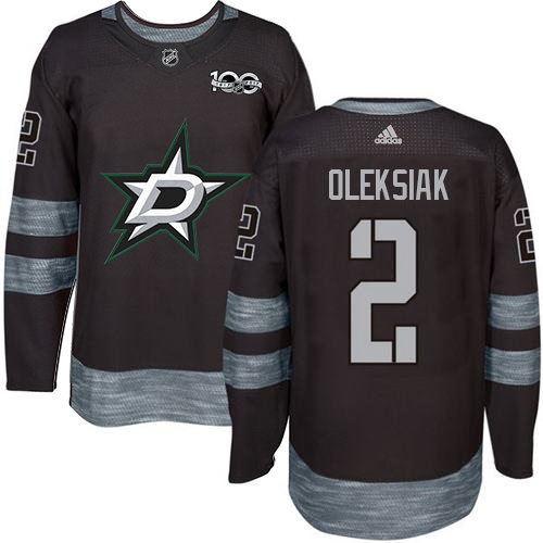 Adidas Men Dallas Stars #2 Jamie Oleksiak Black 1917-2017 100th Anniversary Stitched NHL Jersey